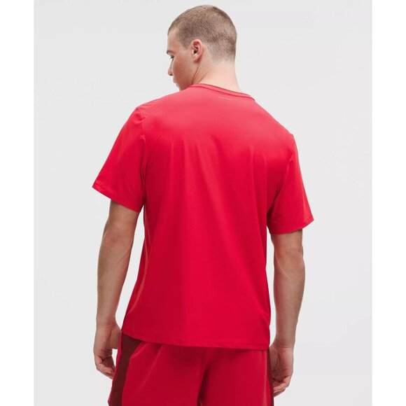 UV-Protective Striped Mesh Tennis T-Shirt - Lulu Red - Picture 2 of 5